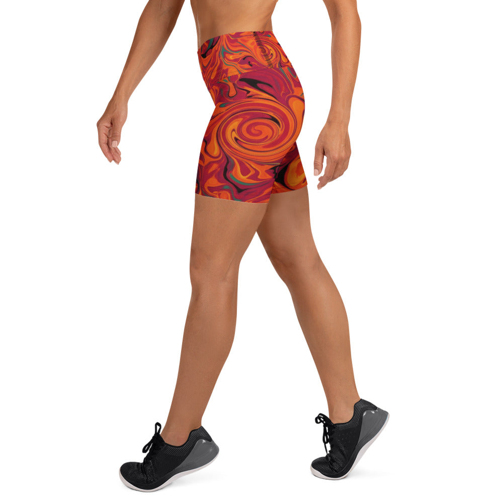 Liquid Marble Fire Opal Yoga Shorts | GearBunch