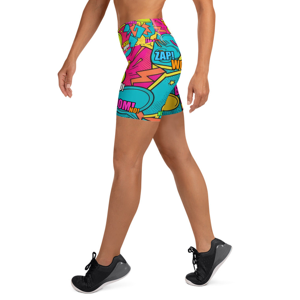 Comic Pop Tropical Yoga Shorts | GearBunch