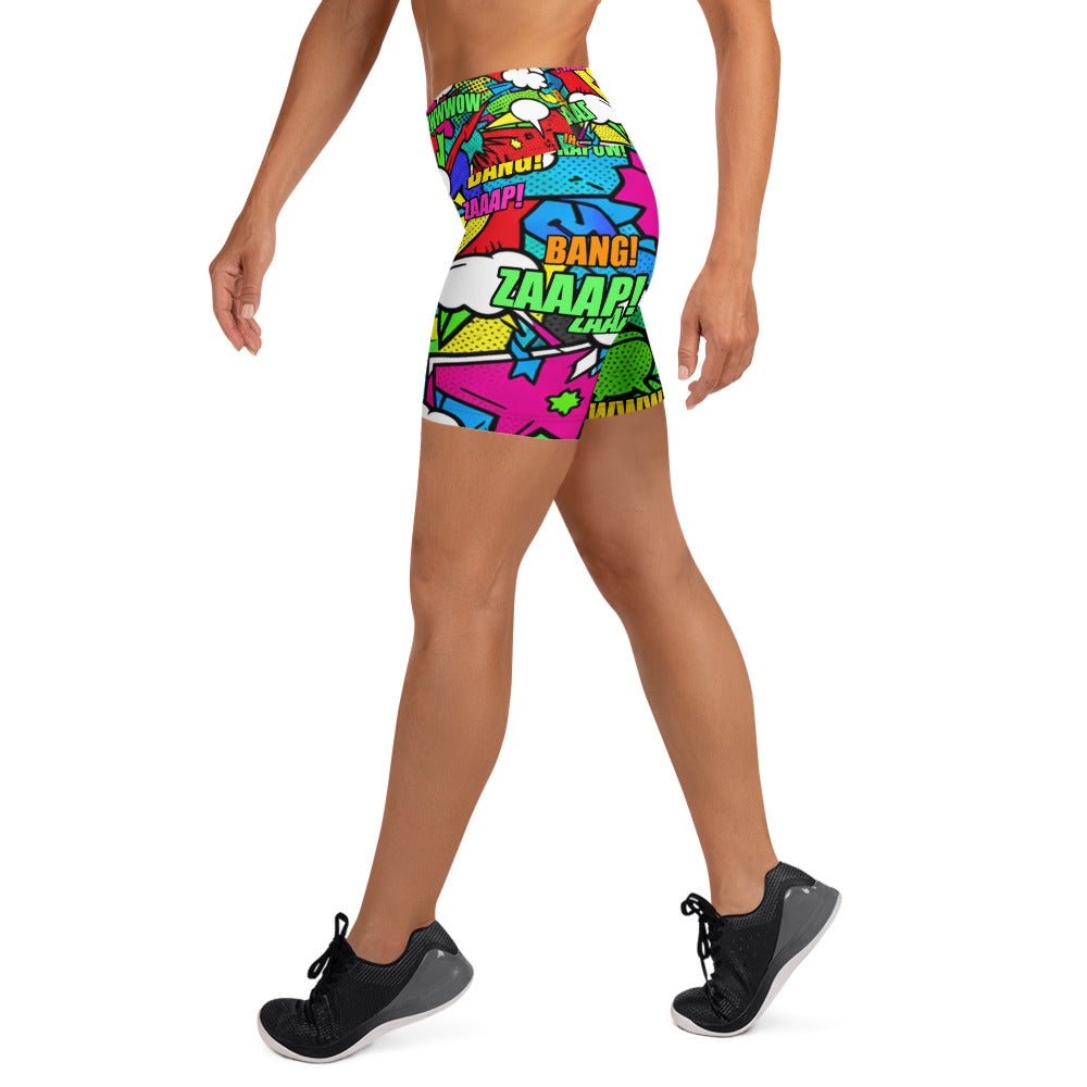 Comic Strip Zombie Apocalypse Yoga Shorts | GearBunch