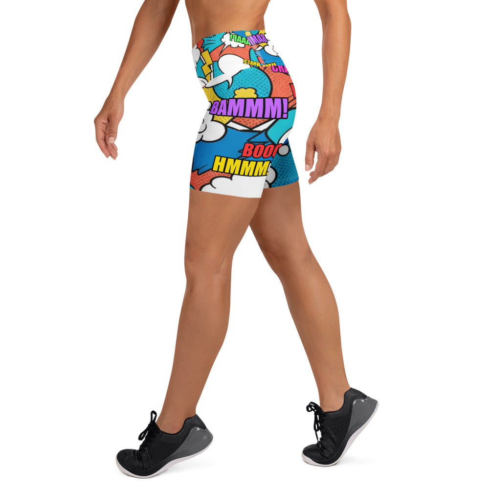Comic Strip Surf Kapow Yoga Shorts | GearBunch