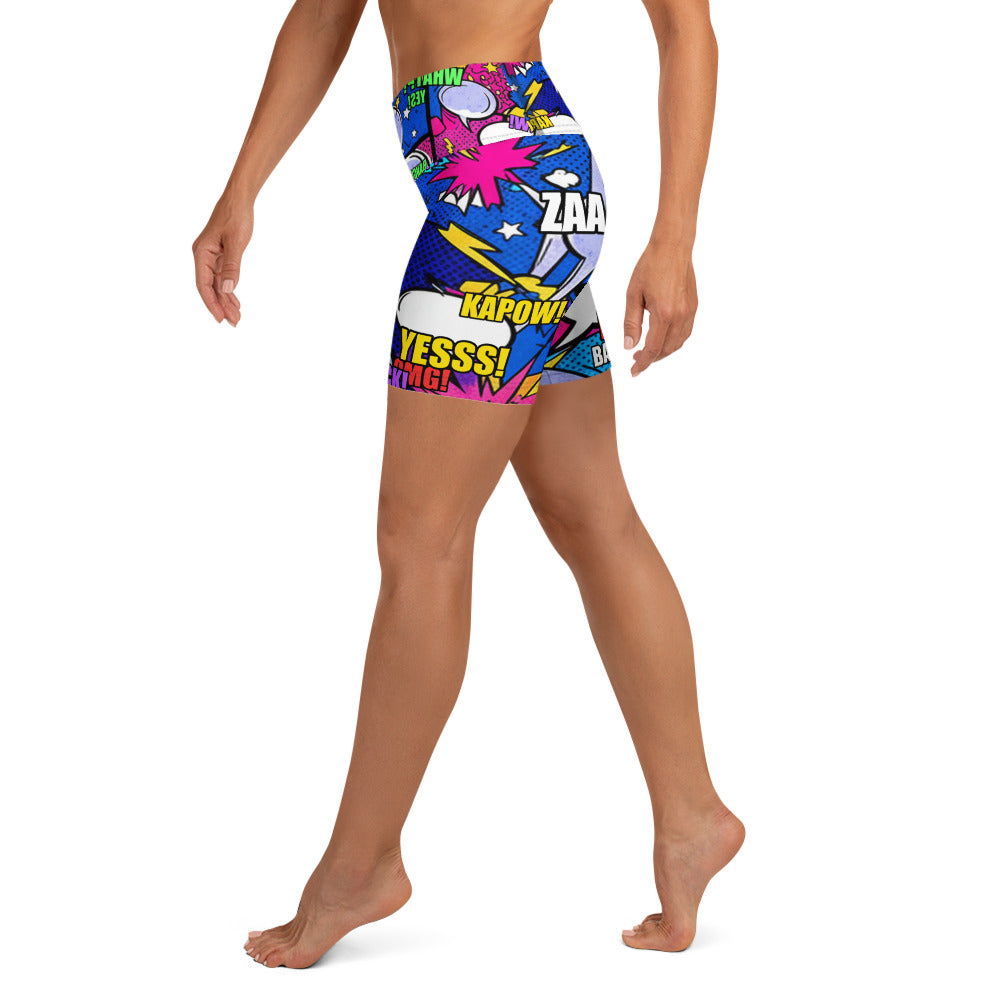 Comic Strip Cosmic Boom Yoga Shorts | GearBunch