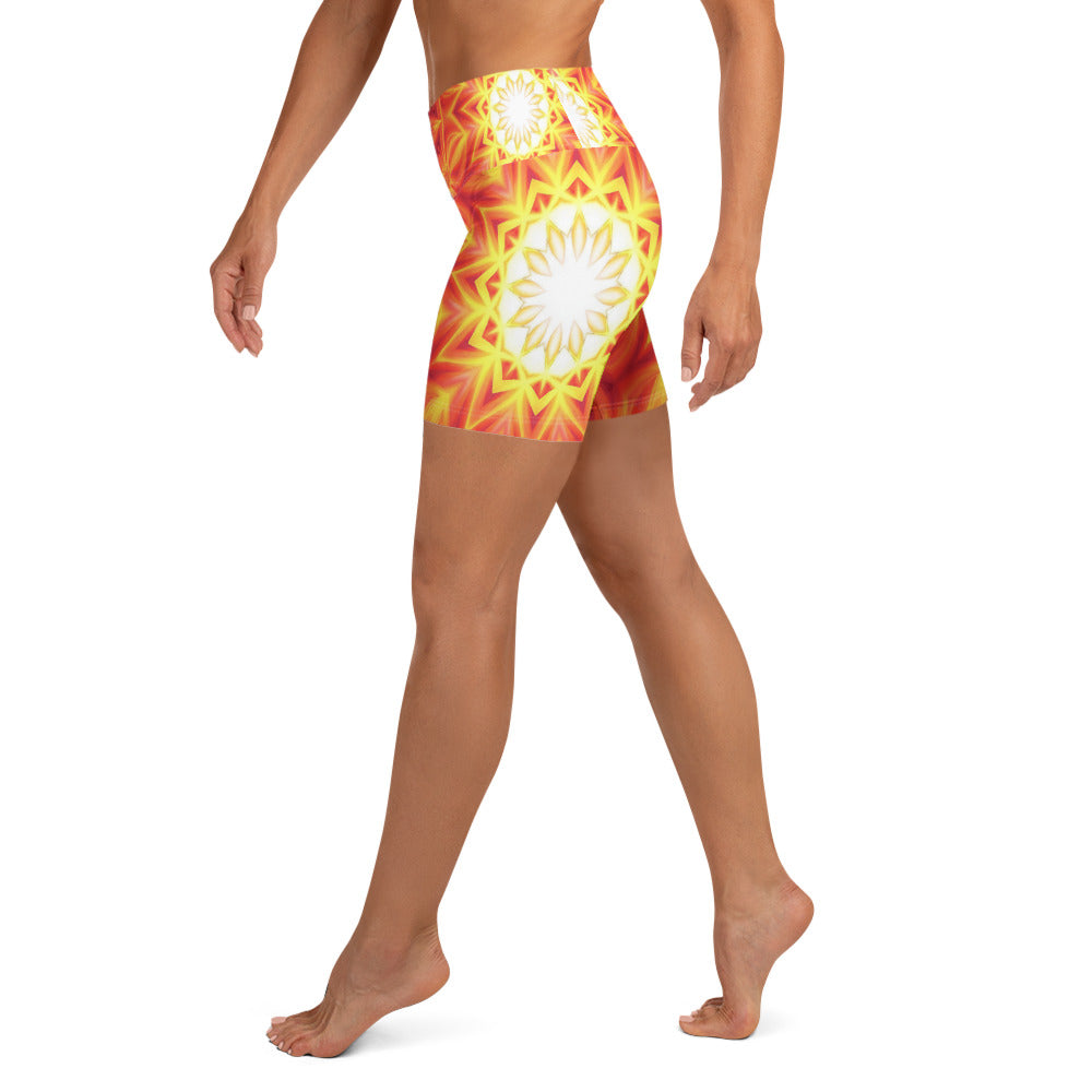 Psychedelic Solar Flare Yoga Shorts | GearBunch