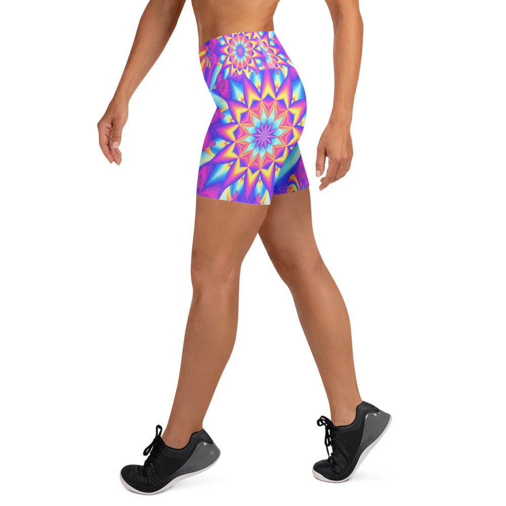 Psychedelic Candy Rave Yoga Shorts | GearBunch