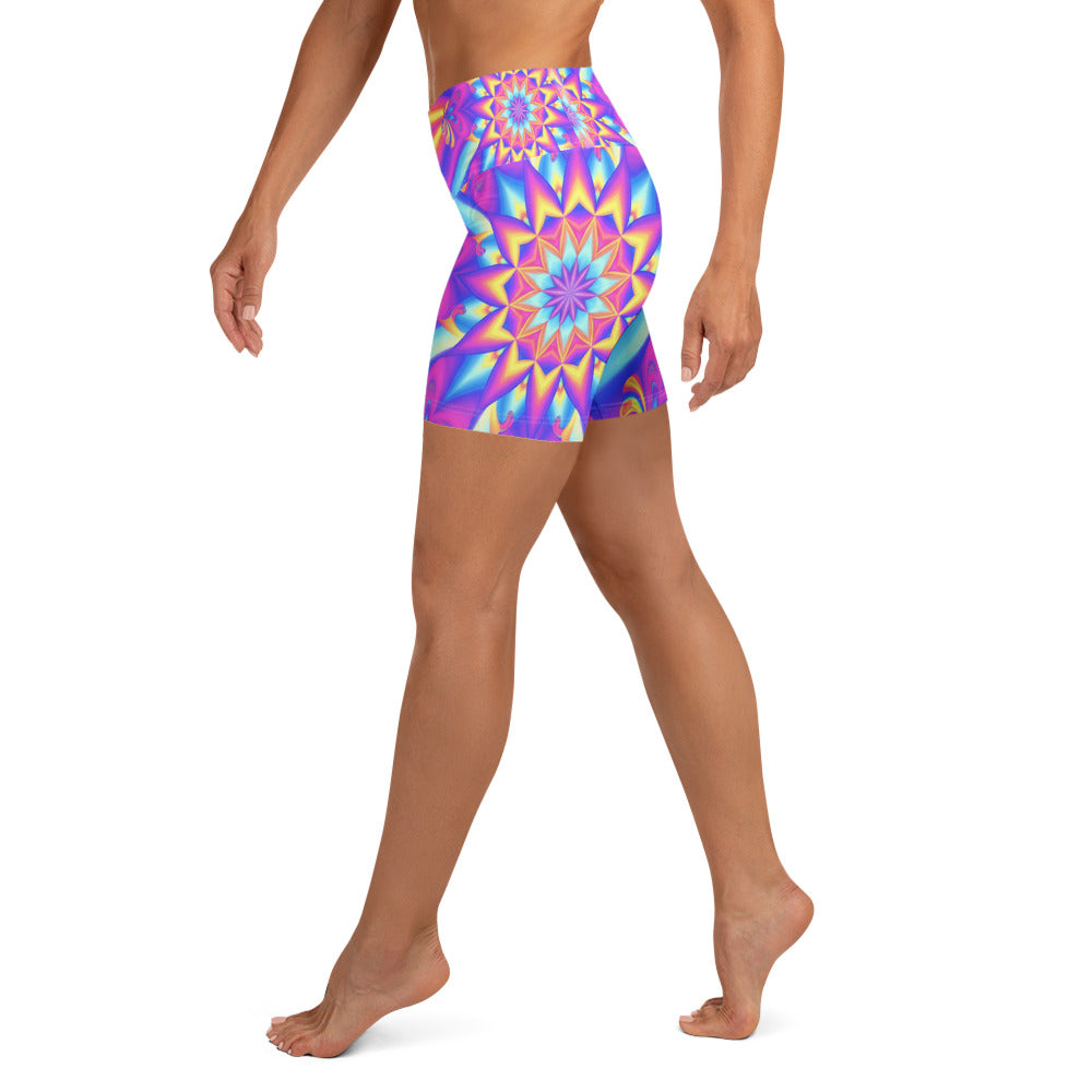 Psychedelic Candy Rave Yoga Shorts | GearBunch