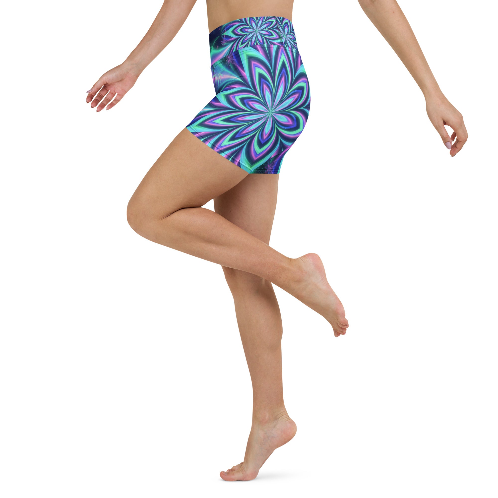Psychedelic Northern Lights Yoga Shorts | GearBunch