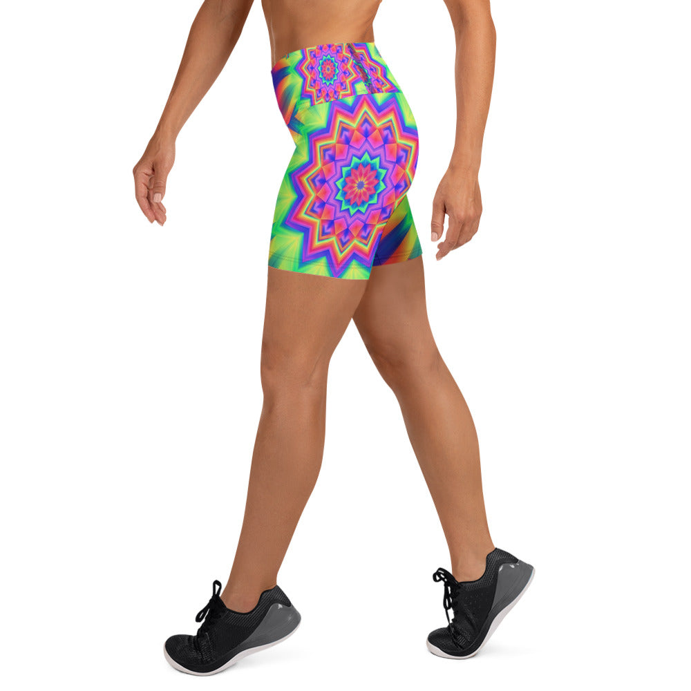 Psychedelic Starburst Prism Yoga Shorts | GearBunch