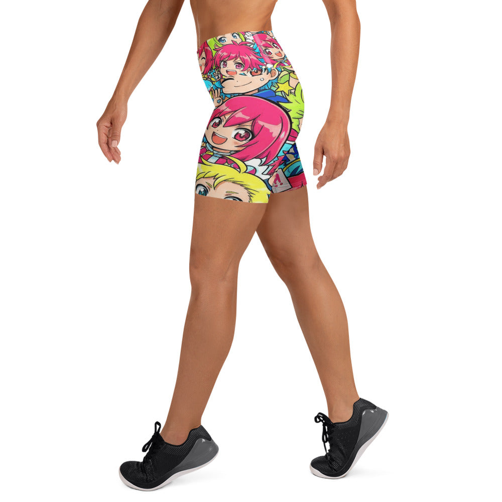 Anime Collage Chibi Party Yoga Shorts | GearBunch