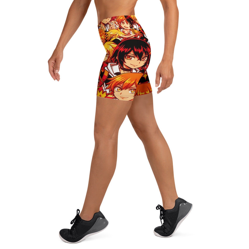 Anime Collage Fire Spirit Yoga Shorts | GearBunch