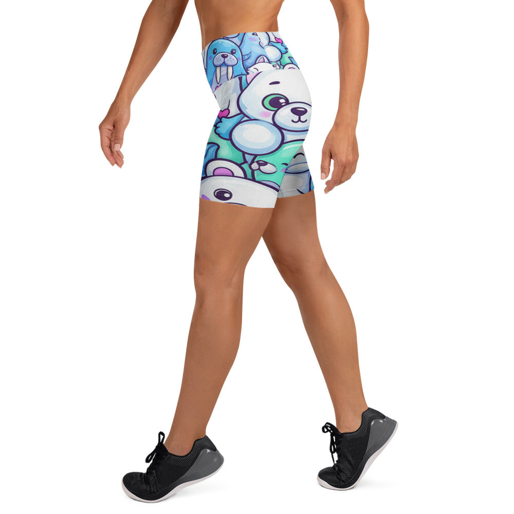 Vibrant Arctic Friends Yoga Shorts | GearBunch