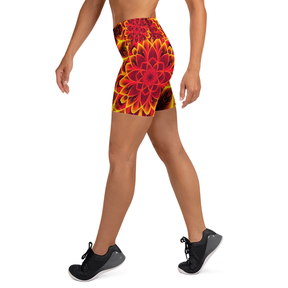 Psychedelic Magma Core Yoga Shorts | GearBunch