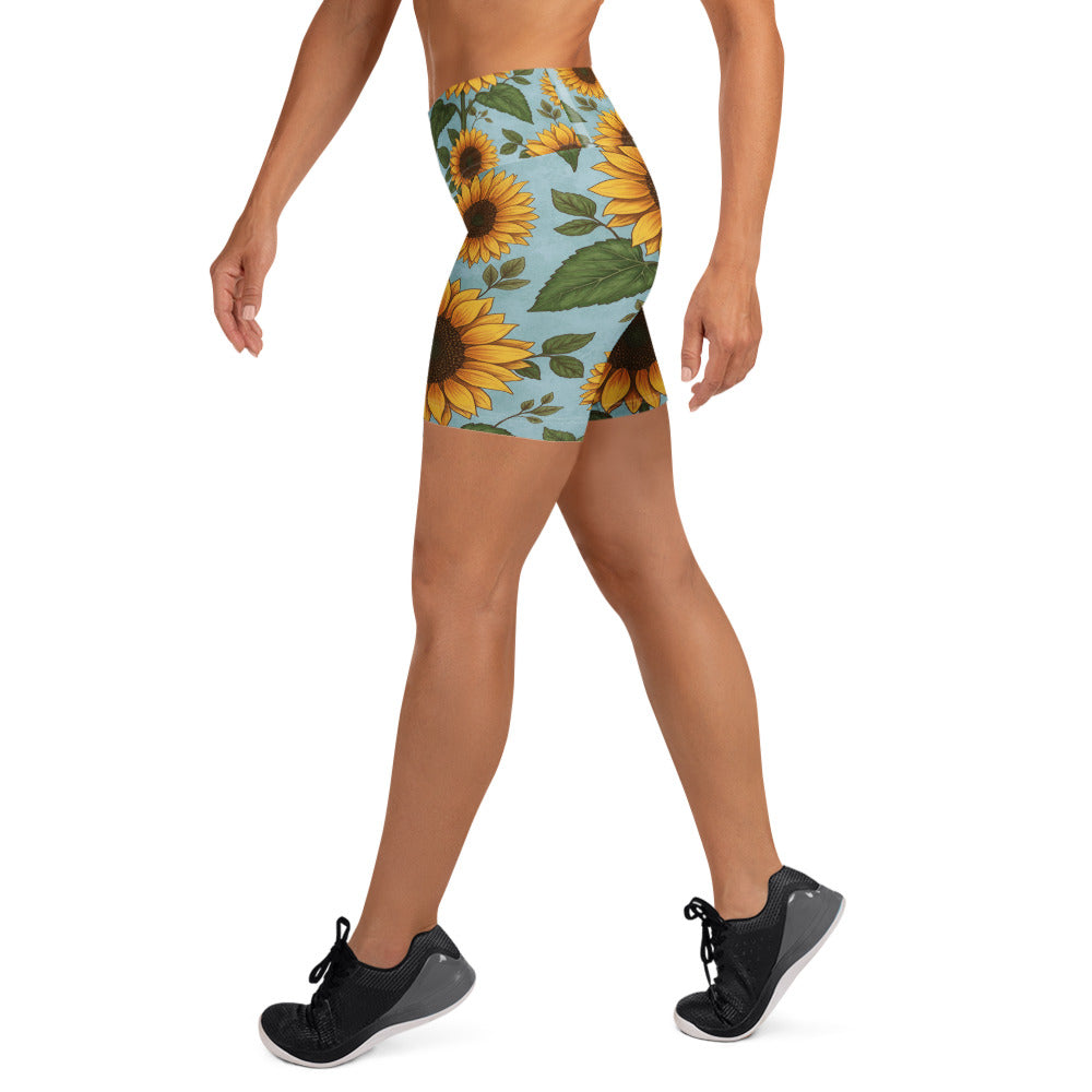 Sunflower Fields Yoga Shorts | GearBunch