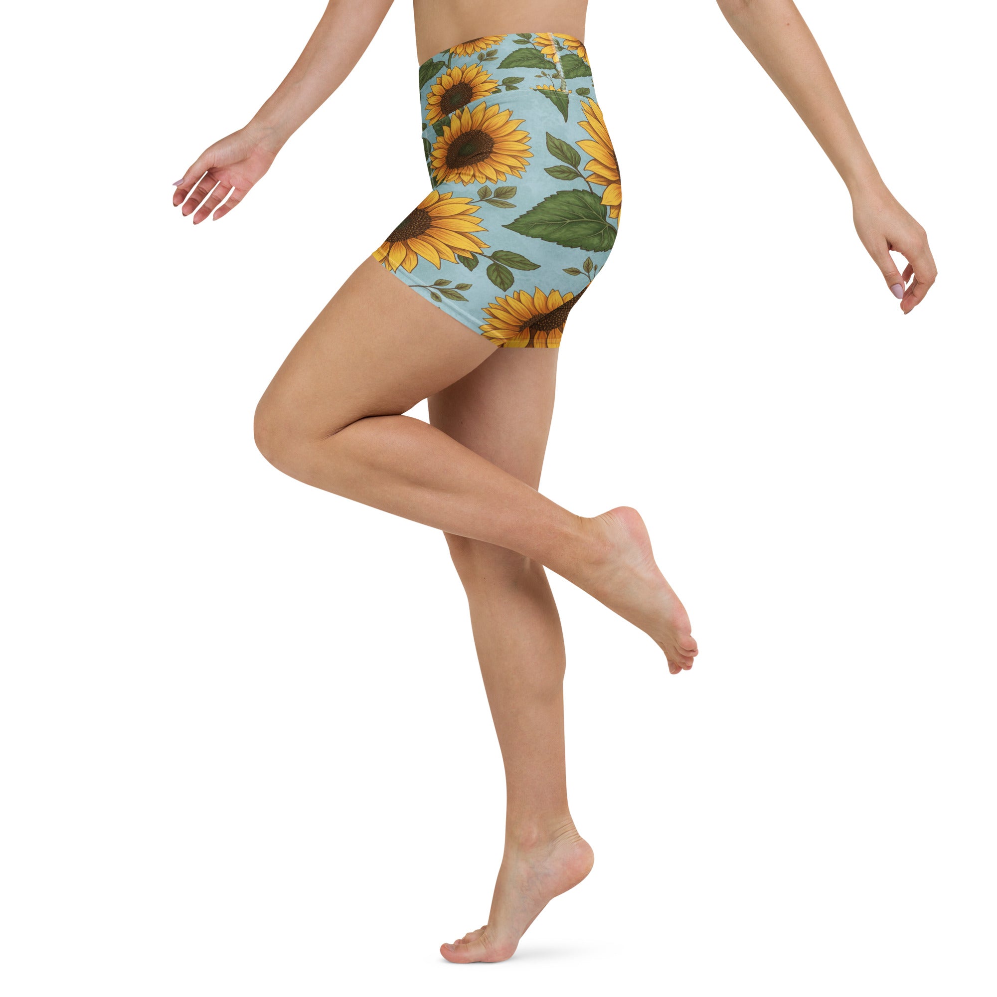 Sunflower Fields Yoga Shorts | GearBunch