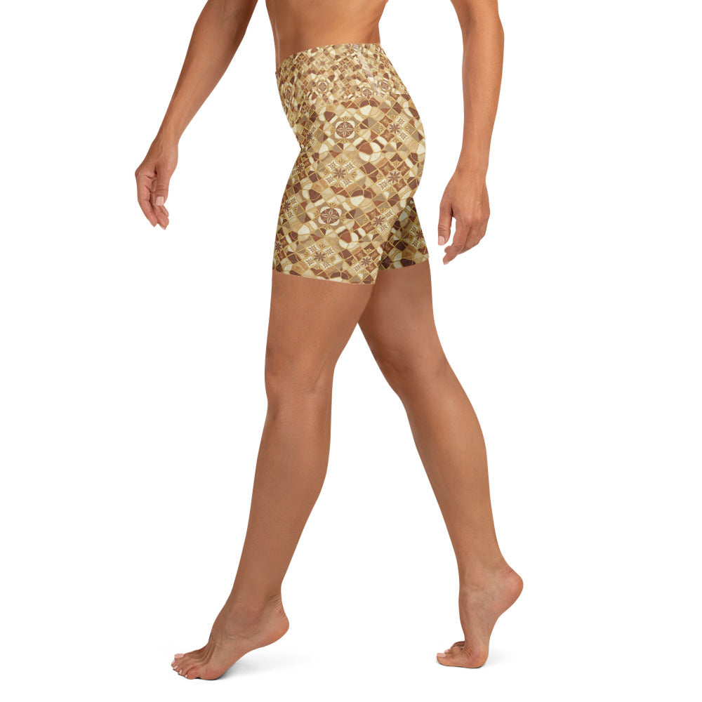 Jerusalem Stone Mosaic Yoga Shorts | GearBunch