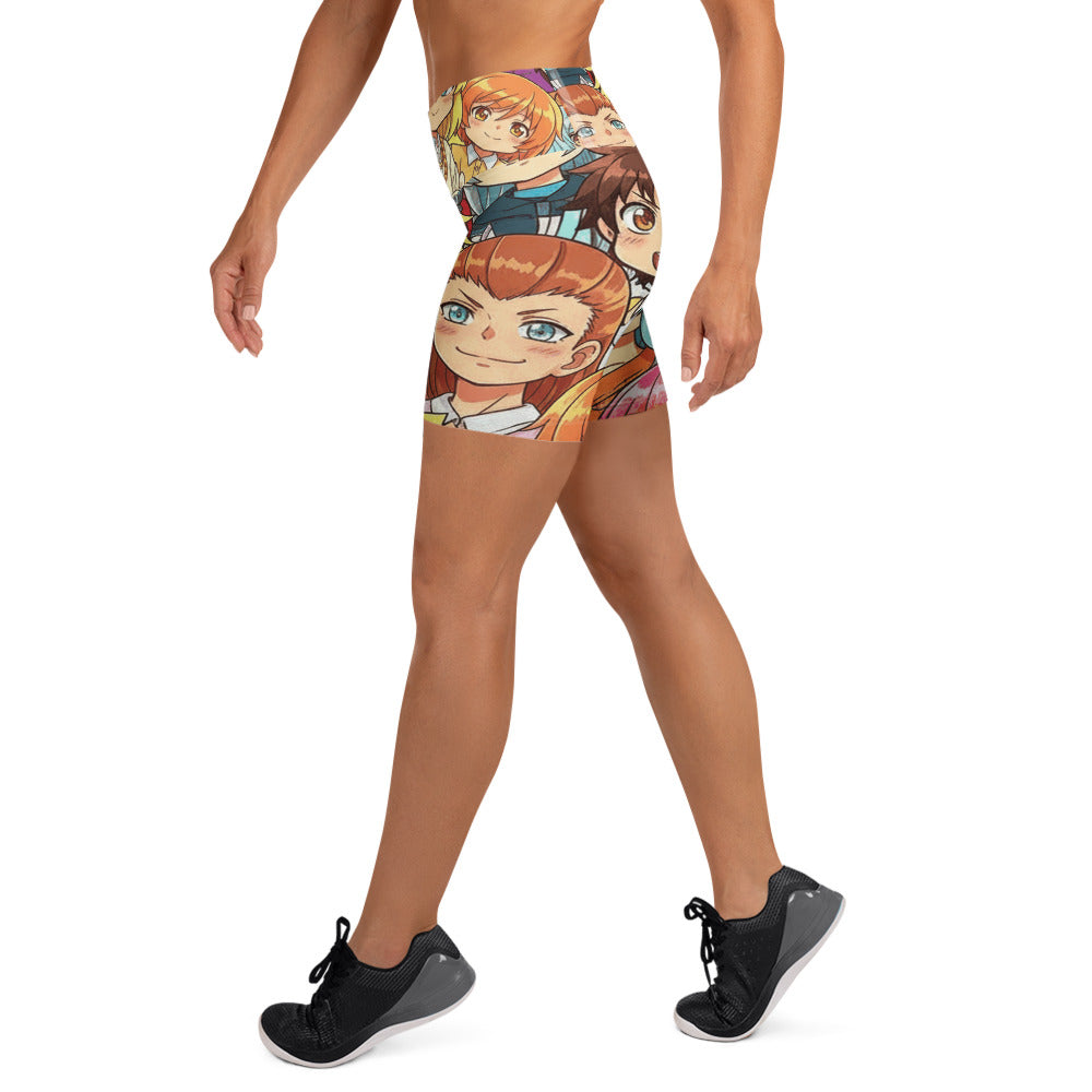 Anime Collage Cat Cafe Yoga Shorts | GearBunch
