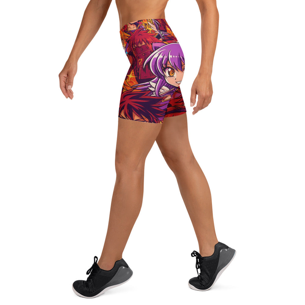 Anime Sunset Samurai Yoga Shorts | GearBunch