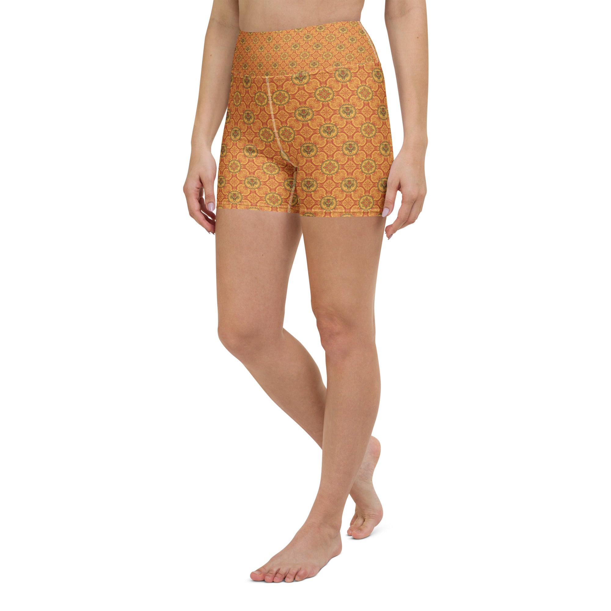 Striped Vintage Tiger Yoga Shorts | GearBunch