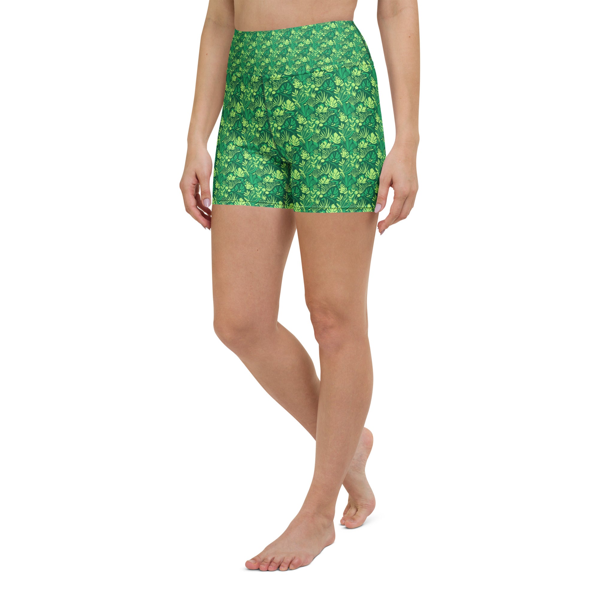 Minimalist Plant Illustration Yoga Shorts | GearBunch
