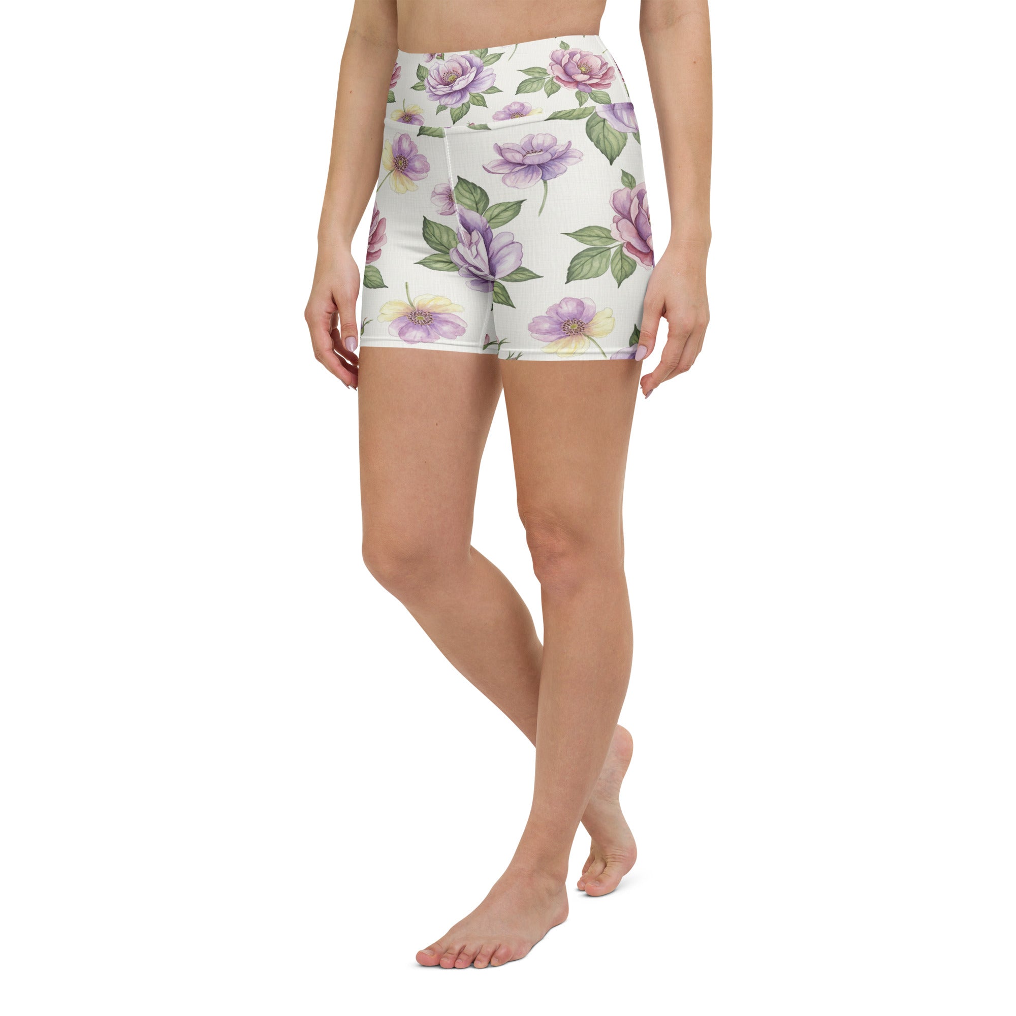 Watercolour Wildflowers Yoga Shorts | GearBunch