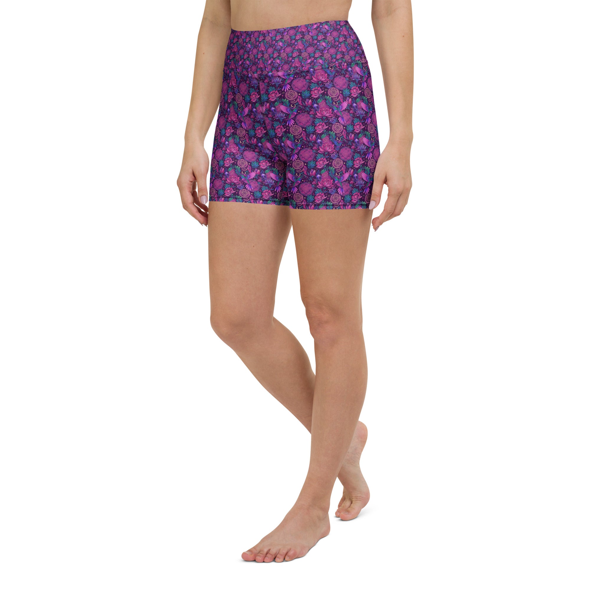 Hummingbird Divination Art Yoga Shorts | GearBunch