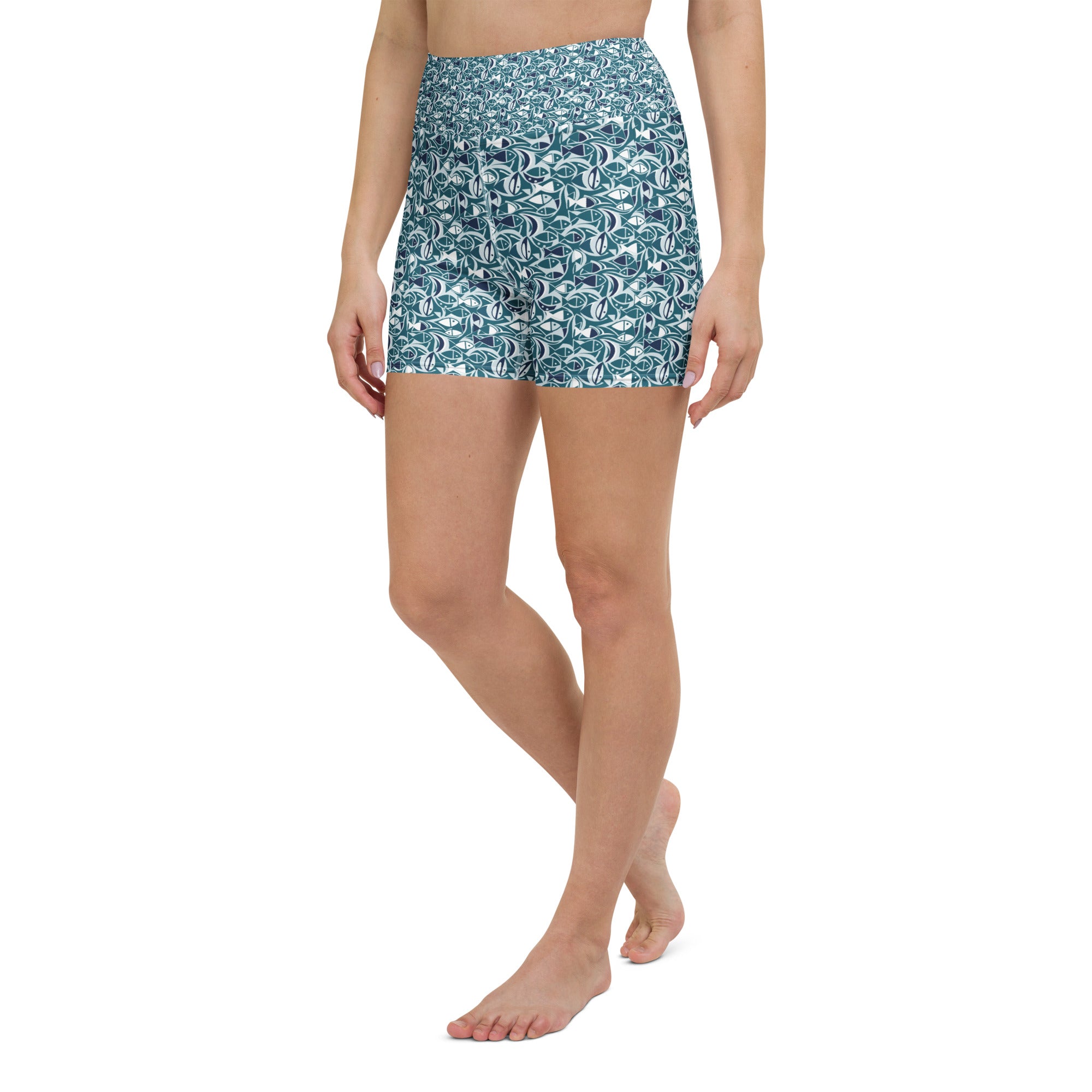 Ichthys Fish and Waves Yoga Shorts | GearBunch