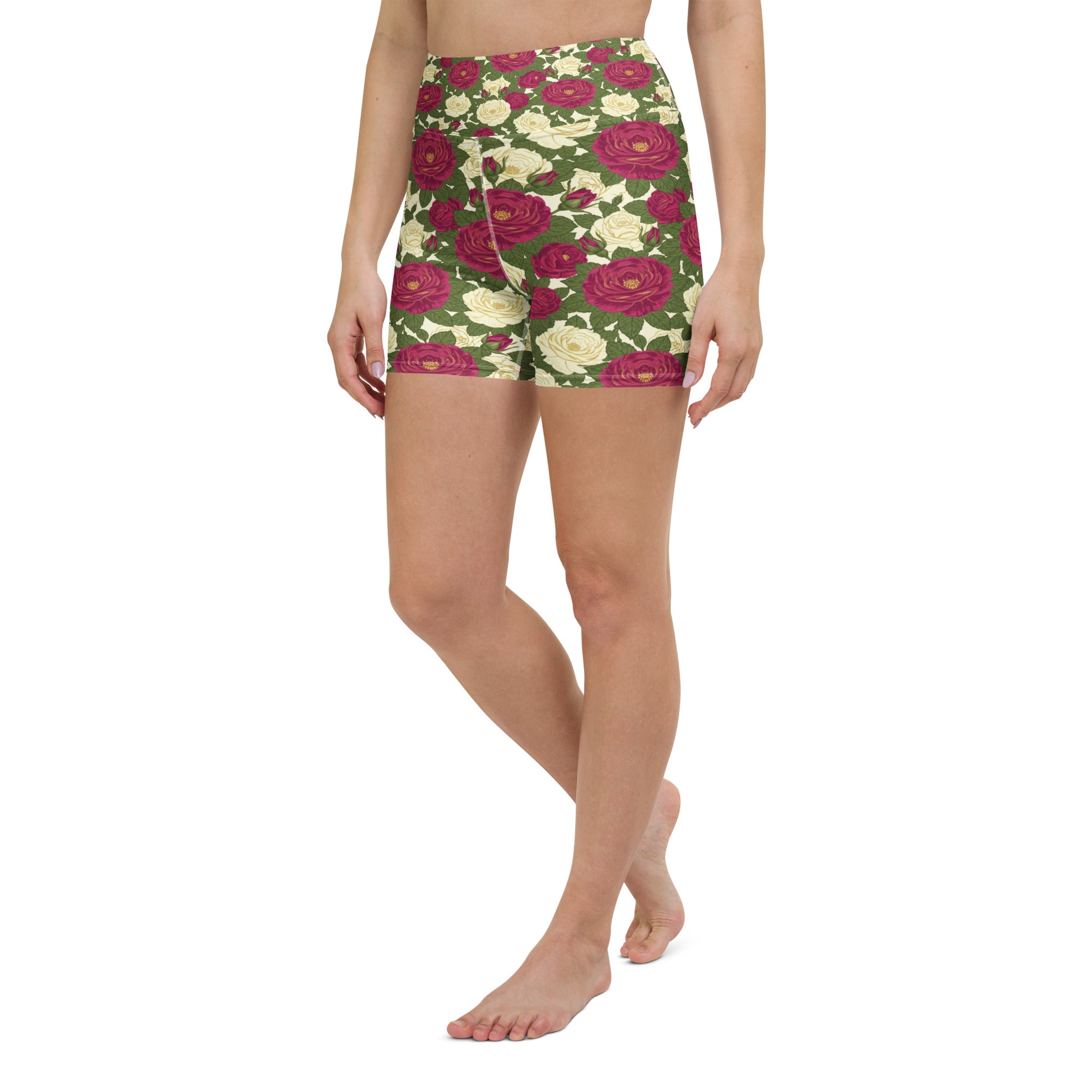 Taurus Rose Botanical Yoga Shorts | GearBunch