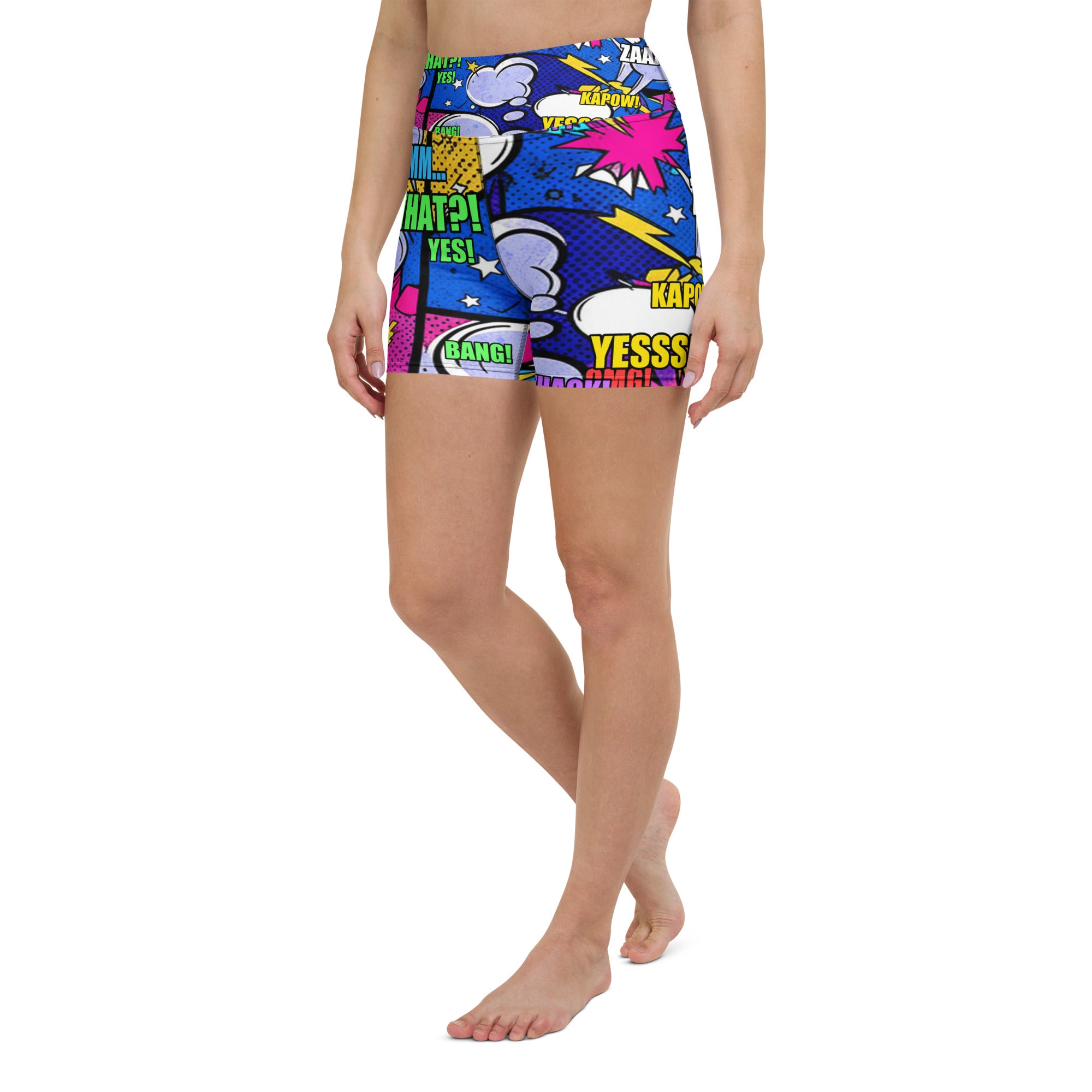 Comic Strip Cosmic Boom Yoga Shorts | GearBunch