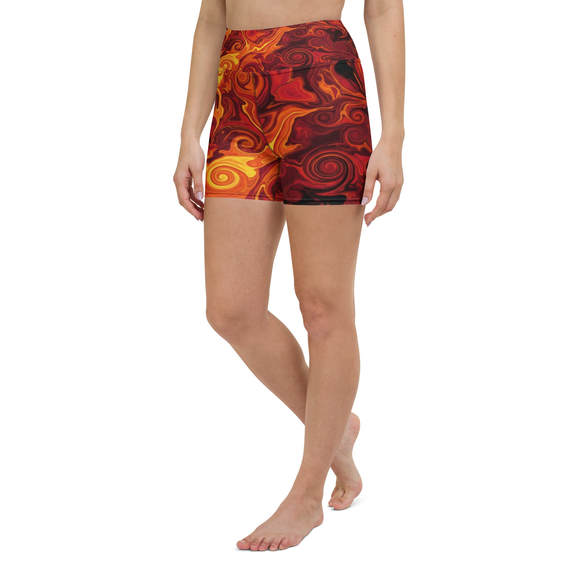 Liquid Marble Lava Flow Yoga Shorts | GearBunch