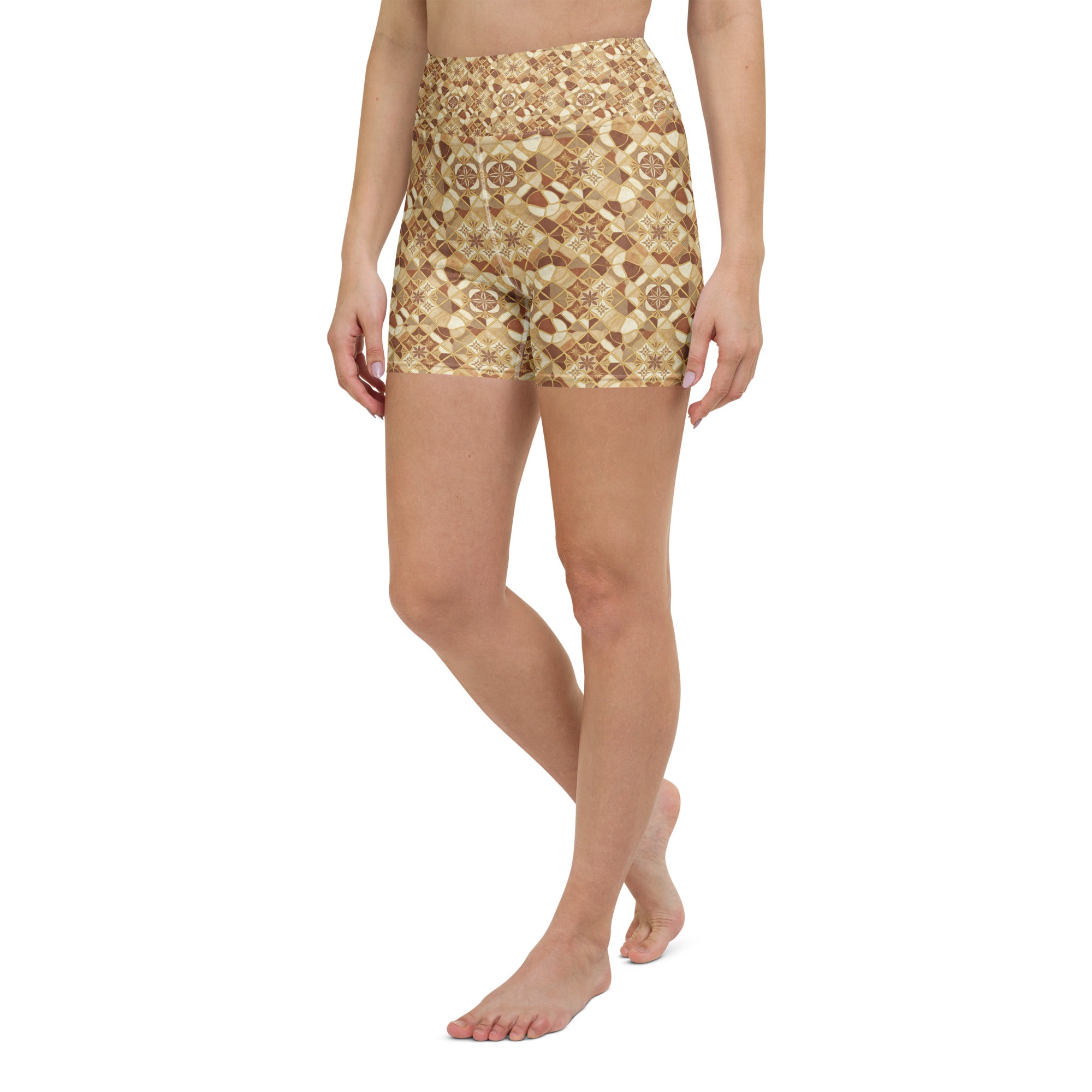 Jerusalem Stone Mosaic Yoga Shorts | GearBunch