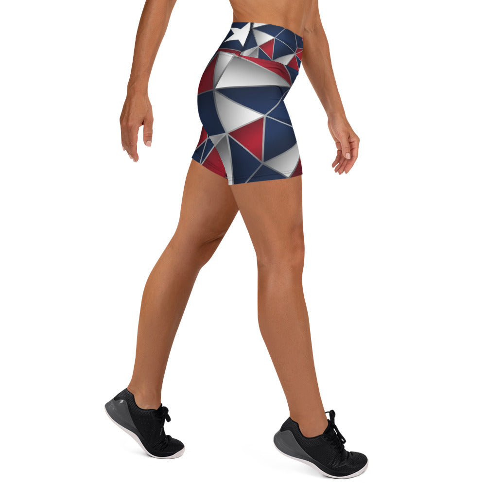 Geometric Flag Prism Yoga Shorts | GearBunch