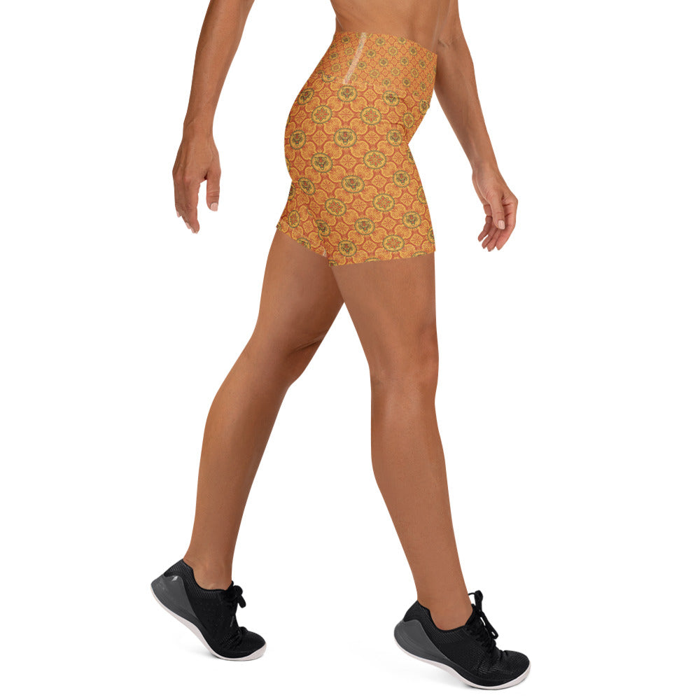 Striped Vintage Tiger Yoga Shorts | GearBunch