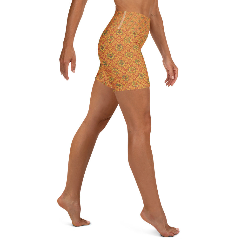 Striped Vintage Tiger Yoga Shorts | GearBunch