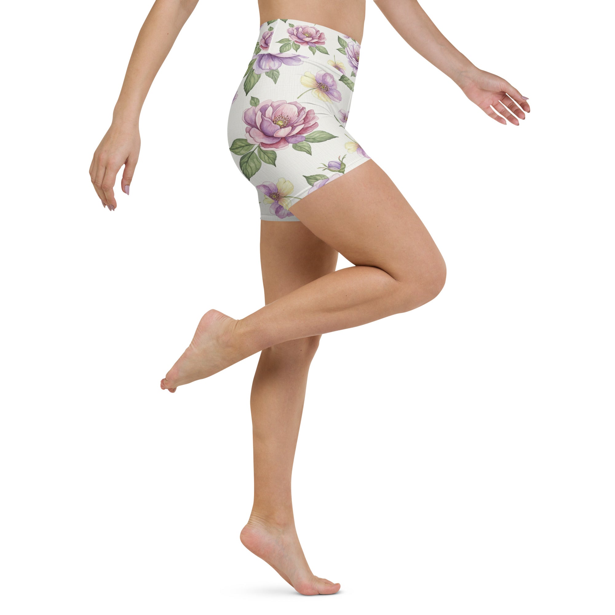 Watercolour Wildflowers Yoga Shorts | GearBunch