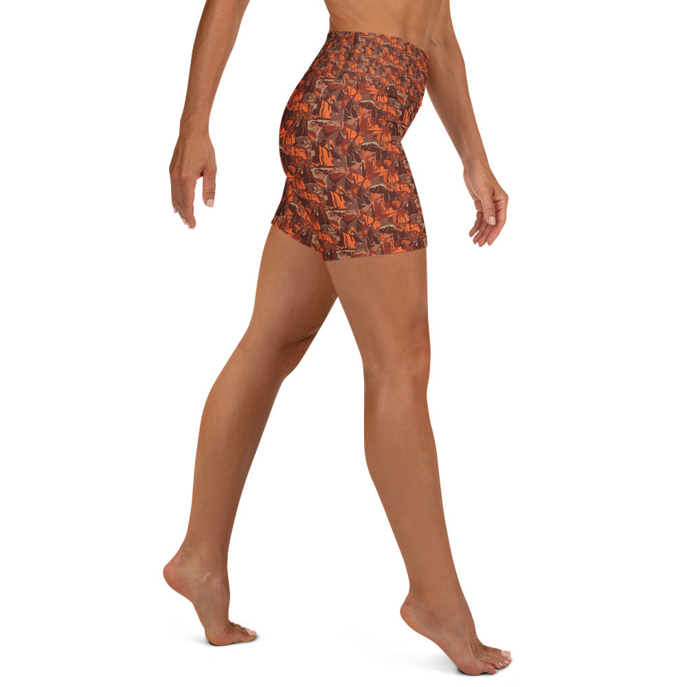 Broken Desert Landscape Yoga Shorts | GearBunch