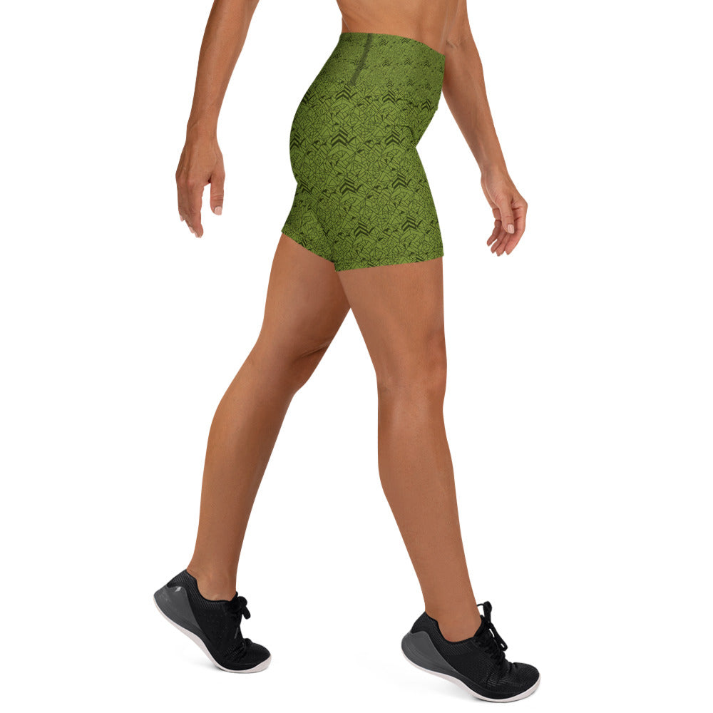 Velvet Olive Green Yoga Shorts | GearBunch
