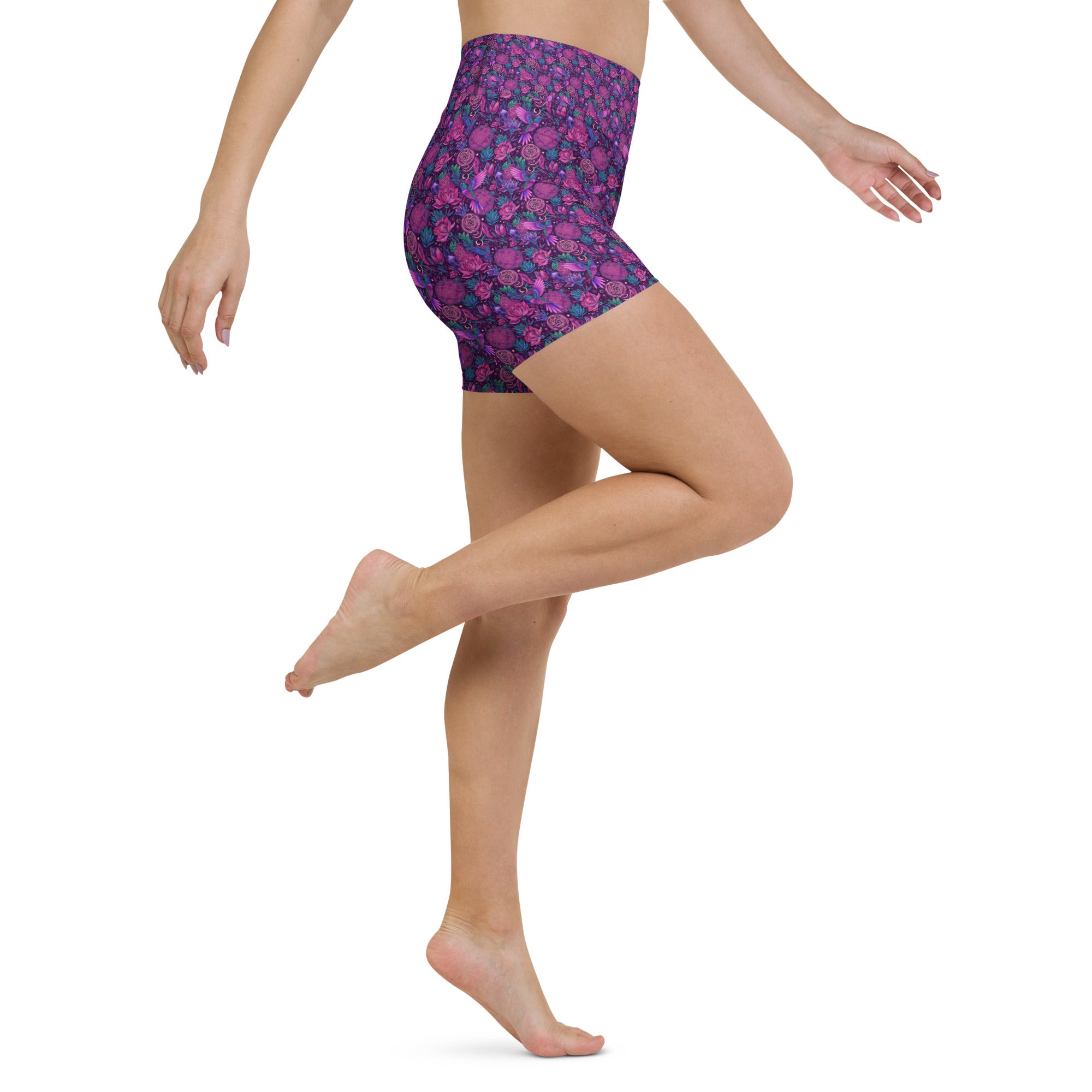 Hummingbird Divination Art Yoga Shorts | GearBunch