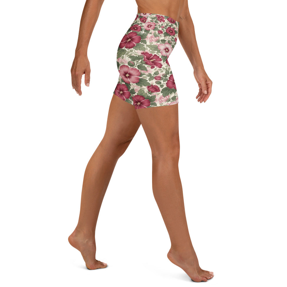 Rose of Sharon Yoga Shorts | GearBunch