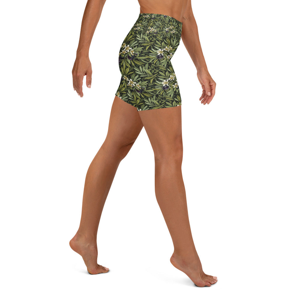 Olive Branch Botanical Yoga Shorts | GearBunch