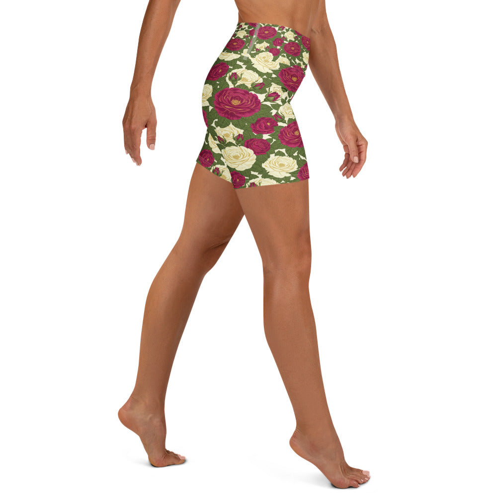Taurus Rose Botanical Yoga Shorts | GearBunch