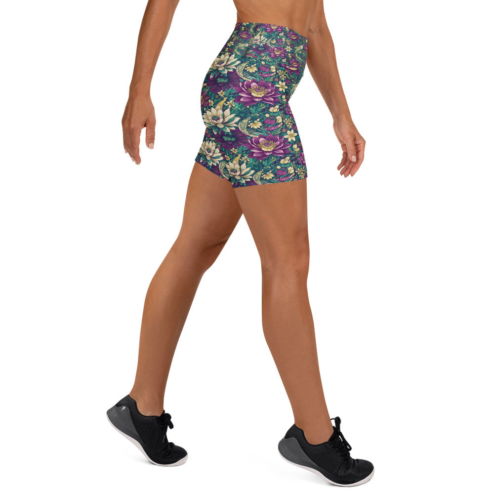 Pisces Koi Floral Yoga Shorts | GearBunch