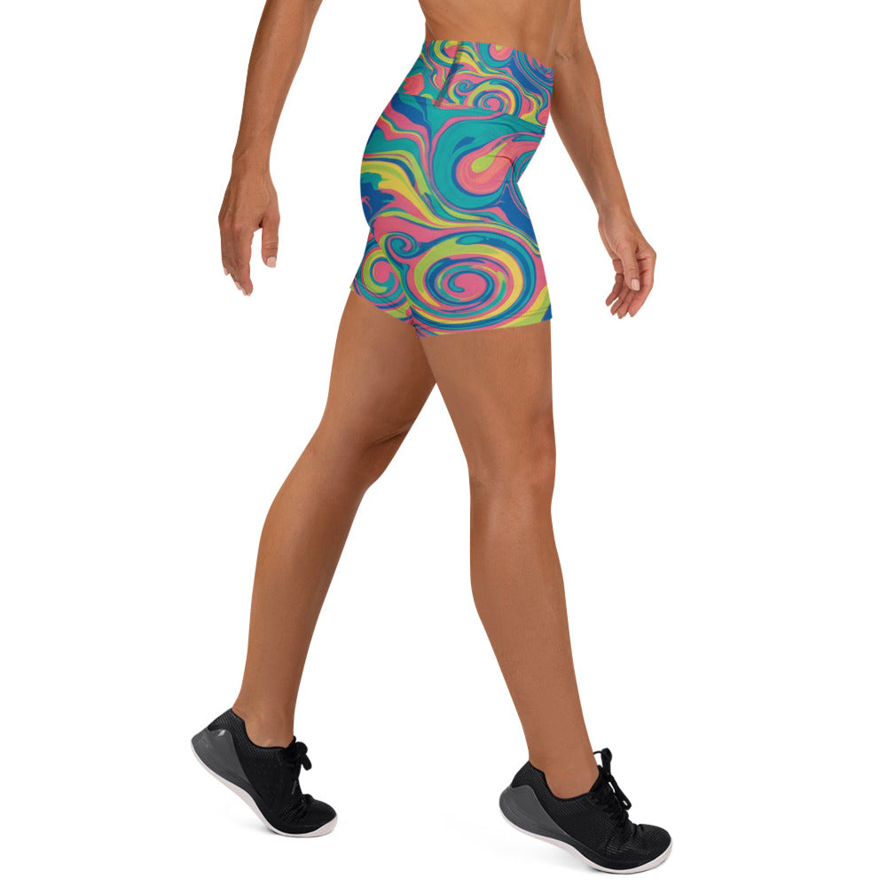 Liquid Marble Tropical Paradise Yoga Shorts | GearBunch