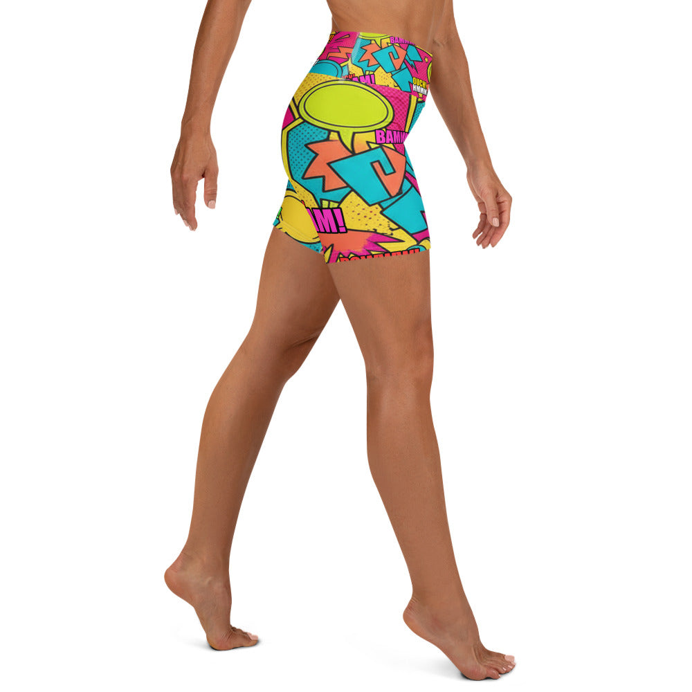 Comic Pop Tropical Yoga Shorts | GearBunch