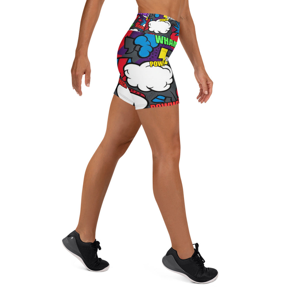 Comic Strip Dark Knight Yoga Shorts | GearBunch