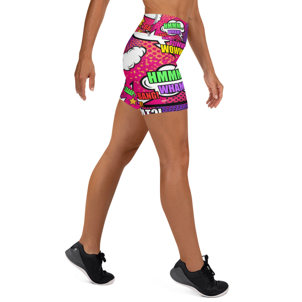 Comic Strip Girl Power Yoga Shorts | GearBunch