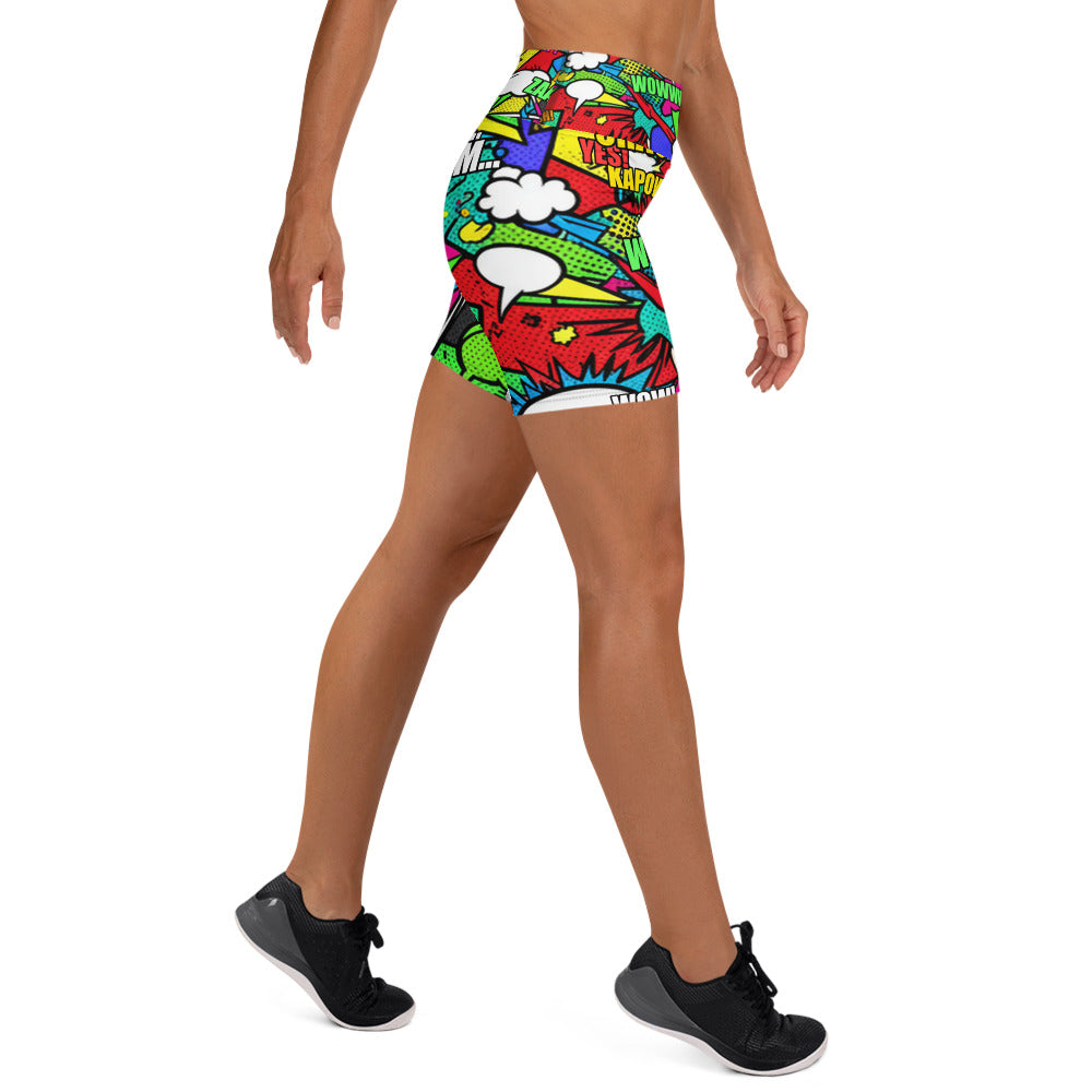 Comic Strip Zombie Apocalypse Yoga Shorts | GearBunch