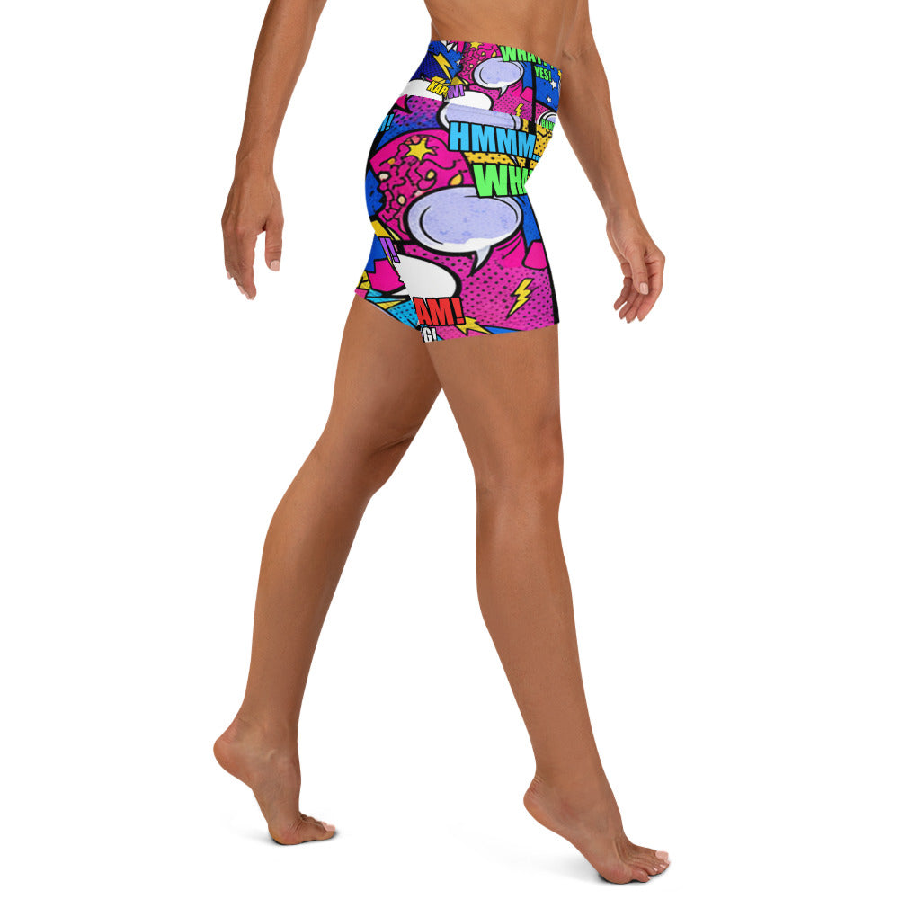 Comic Strip Cosmic Boom Yoga Shorts | GearBunch