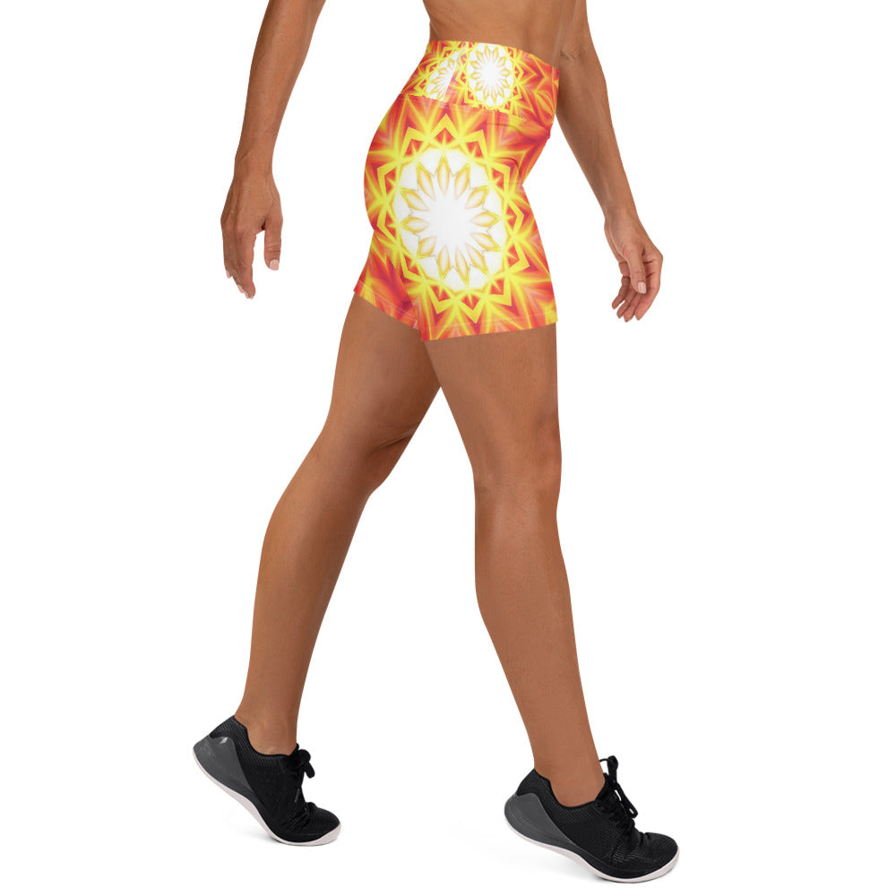 Psychedelic Solar Flare Yoga Shorts | GearBunch