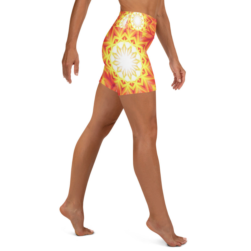 Psychedelic Solar Flare Yoga Shorts | GearBunch