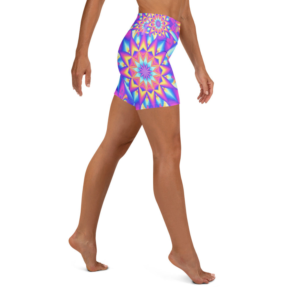Psychedelic Candy Rave Yoga Shorts | GearBunch