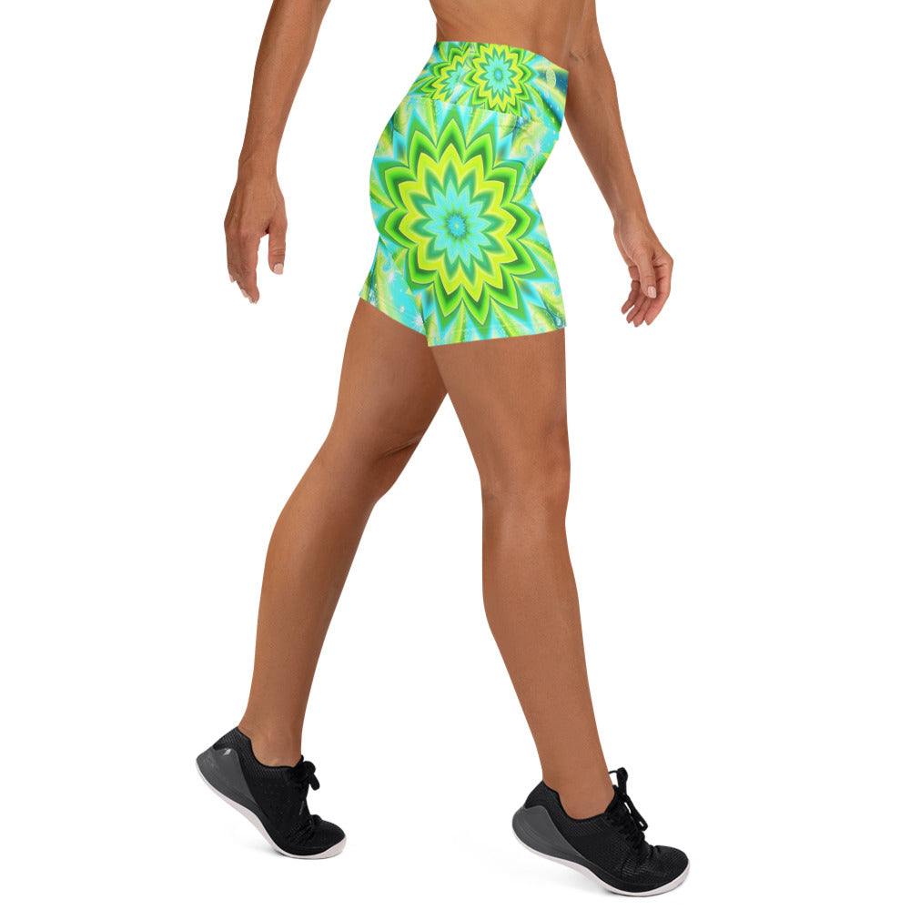 Psychedelic Lemon Zap Yoga Shorts | GearBunch