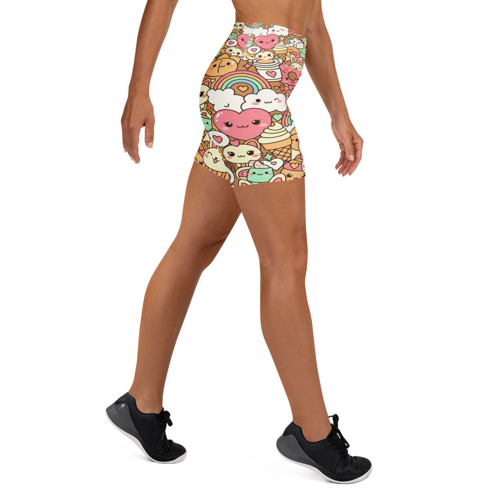 Kawaii Coffee Break Yoga Shorts | GearBunch